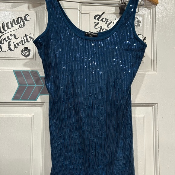 Express Tops - Express Teal Sequin Top